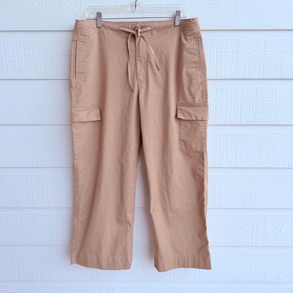 Nautica Jeans Company Pants - Nautica Jeans Khaki Cargo Pants Size 12 NWOT Drawstring Waist Cropped